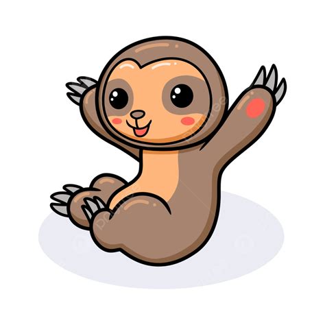Gambar Kartun Bayi Sloth Yang Lucu Duduk, Tersenyum, Rancangan, Riang ...