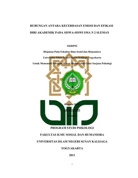 PDF HUBUNGAN ANTARA KECERDASAN EMOSI DAN EFIKASI Digilib Uin Suka Ac