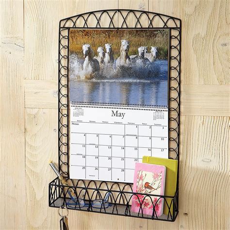 Scrolled Black Wire Metal Calendar Holder Calendar Decor Magnetic