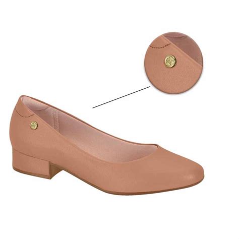 Sapato Feminino Salto Moleca Social Napa Nude Bege