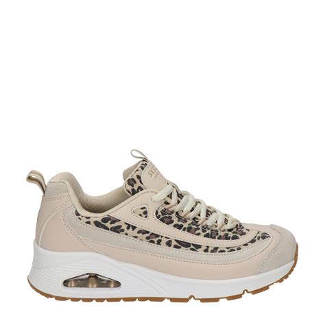 Skechers Uno Wild Streets Chunky Sneakers Met Panterprint Beige Wehkamp