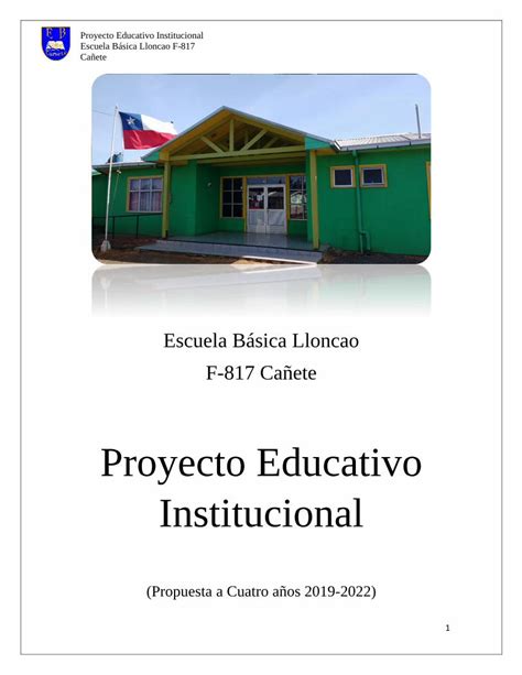 Pdf Proyecto Educativo Institucional Comunidad Escolar · La