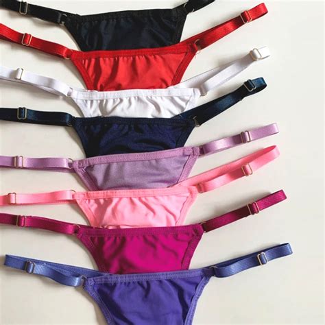 5 Calcinhas Fio Dental Kit em Microfibra e Alças Reguláveis Lingerie Feminina Moda Intima