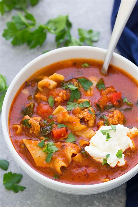 One Pot Lasagna Soup Lightened Up Kristines Kitchen