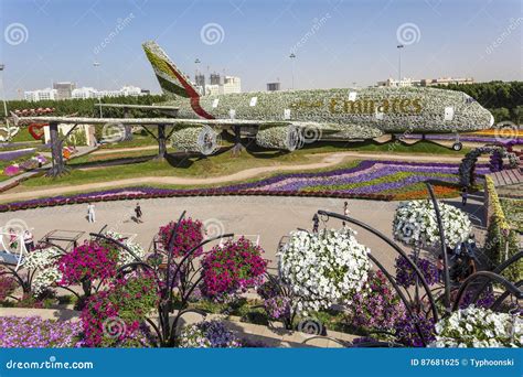 Emirates Airbus At The Miracle Garden In Dubai Editorial Image Image