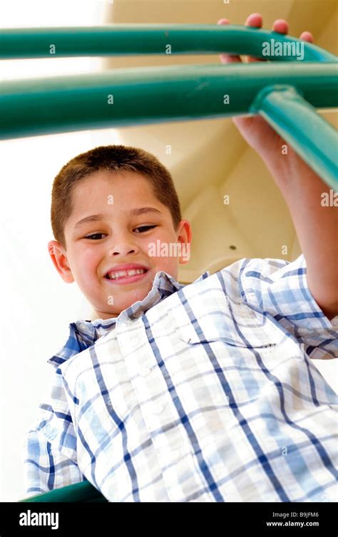 Smiling Happy Little Boy Playing Outside Stock Photo Alamy