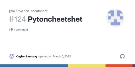 Pytoncheetshet · Issue 124 · Gto76python Cheatsheet · Github