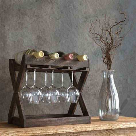 Rustic State Cava Solid Wood Wine And Glass Rack Cork Storage Etsy In