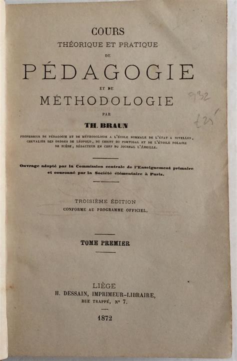 COURS THEORIQUE ET PRATIQUE DE PEDAGOGIE ET DE METHODOLOGIE PAR TH