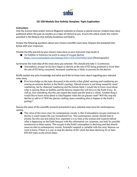 Sci Module One Activity Template Gehret Sci Module One