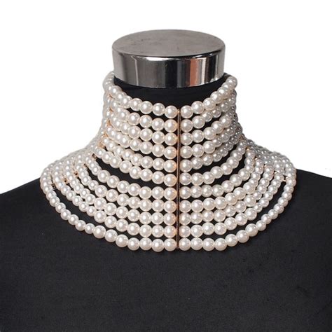 Multilayer Pearl Collar Necklace Various Designs Queerks Pearl