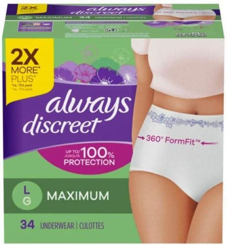 Always Discreet Incontinence Underwear Maximum Absorb Large 34 Count Large 34 Count Kroger