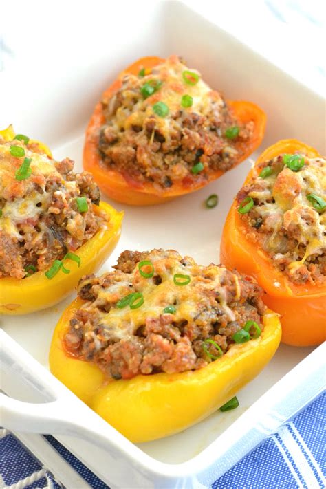 Turkey Quinoa Stuffed Bell Peppers Love And Food Foreva