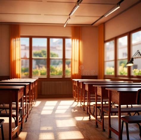 Modern Classroom Interior Lighty Airy Room In School For Education Stock Illustration