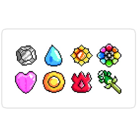 Pokemon Kanto Badges Pixel Art Badge Set Stickers By Bearbot Redbubble