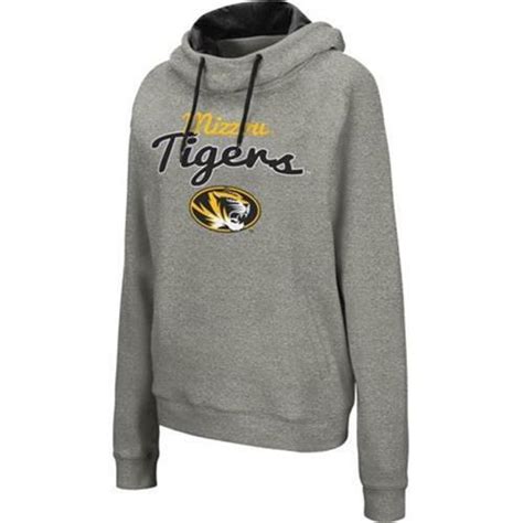 Colosseum Mizzou Tigers Funnel Neck Pullover Hoodie Womens L Gray