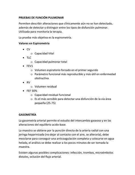 Funcion Pulmonar Gasometria Semiologia Pruebas De Funcin Pulmonar