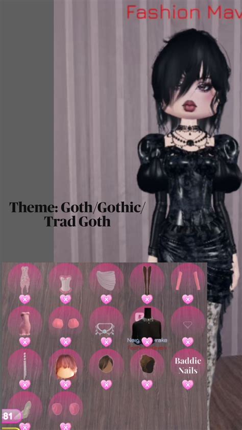 DTI Inspo Theme Goth Gothic Trad Goth Nel 2024