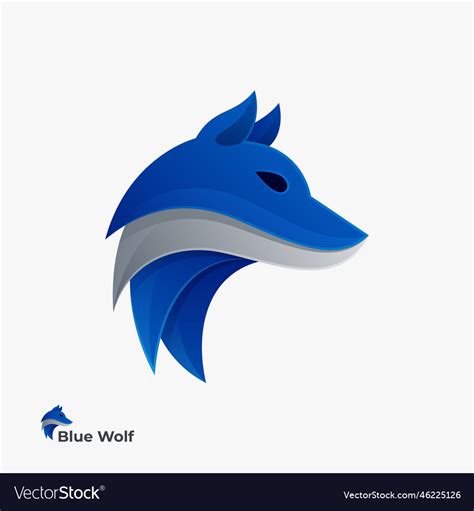 Blue colorful wolf logo Royalty Free Vector Image