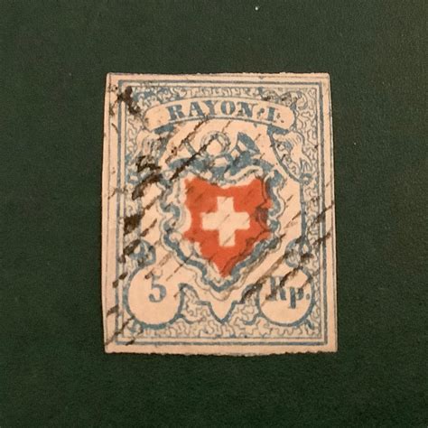 Schweiz 1851 5 Rp Rayon I Stein A3 I Luksuskvalitet Zumstein 17 II