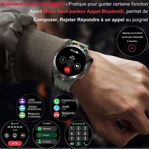 Montre Connect E Homme Femme Militaire Cran Amoled Rond Appel