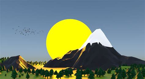 Low Poly Mountains Sun Free Image On Pixabay