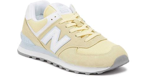 New Balance Suede Womens 574 Lemon Classic Trainers In Yellow Lyst