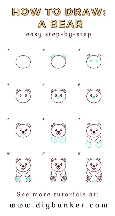 Bear Drawing Step By Step Art Starts - Riset