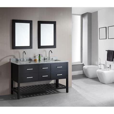 Design Element London Double Vanity With Open Bottom White Carrera