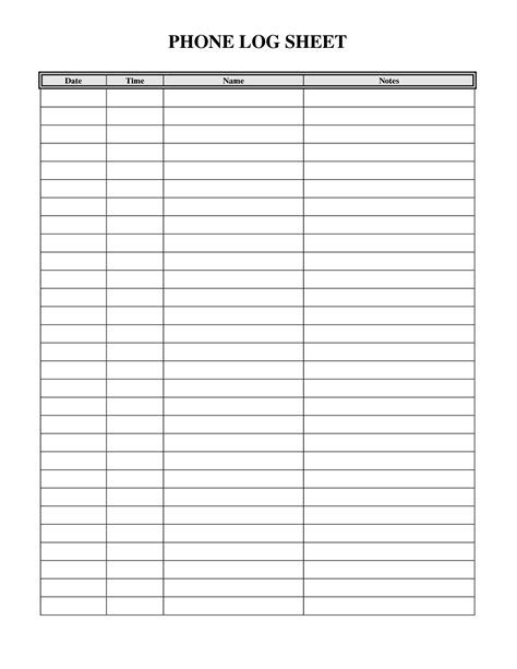 Free Telephone Log Template