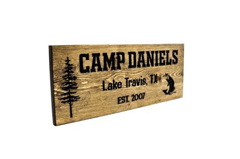 Wooden Camp Sign Custom Cabin Sign Carved Outdoor Signs Etsy Custom Cabin Sign Camping