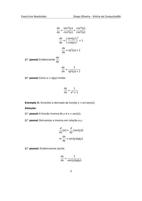 Derivada De Funções Trigonométricas Inversas Pdf