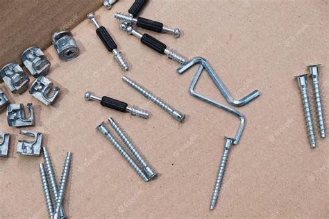 Premium Photo Bolts Screws Dowels And Fittings For Assembling Wooden