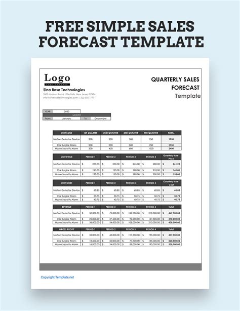 Free Simple Sales Forecast Template Google Sheets Excel Template Net