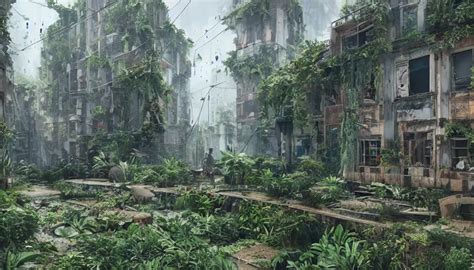 Abandoned Building Overgrown By Beautiful Plants Stable Diffusion