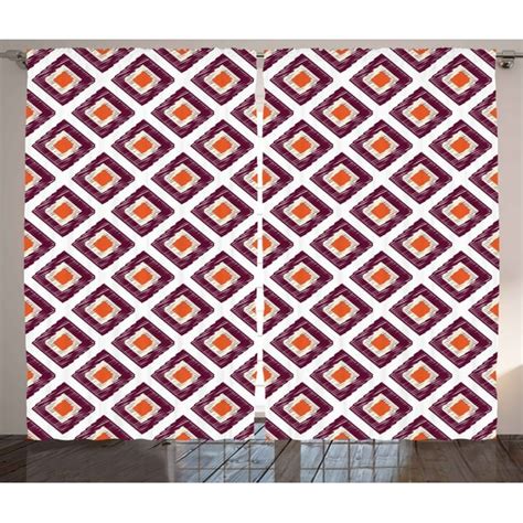 Geometric Curtains 2 Panels Set Triangles Shaped Squared Mosaic Like