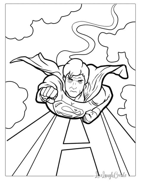 Flying Superhero Body Outline Coloring Pages