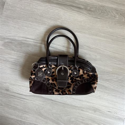 Y2k Cheetah Print Handbag🤍 Bedazzled Buckle Grommet Depop