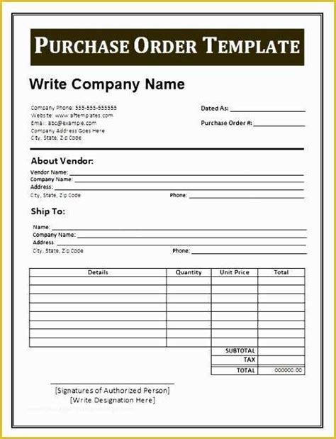 Construction Purchase Order Template Excel