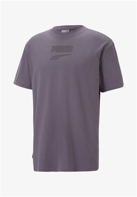 Puma Downtown Logo T Shirt Med Print Purple Charcoal Syrenlila