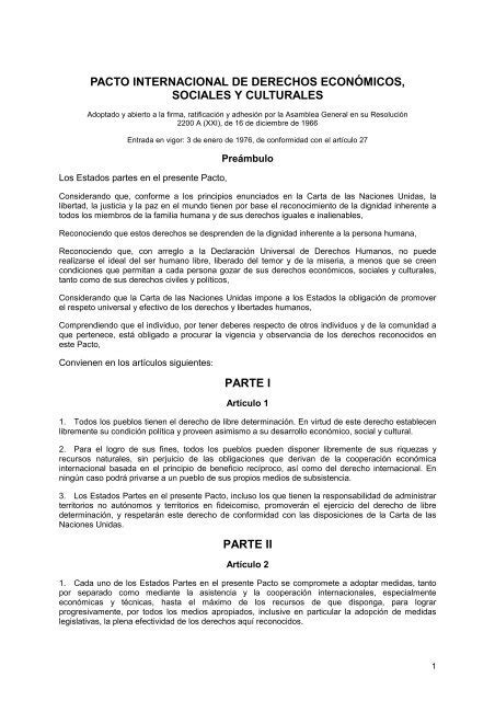 Pacto Internacional de Derechos EconÃ³micos Sociales y Culturales