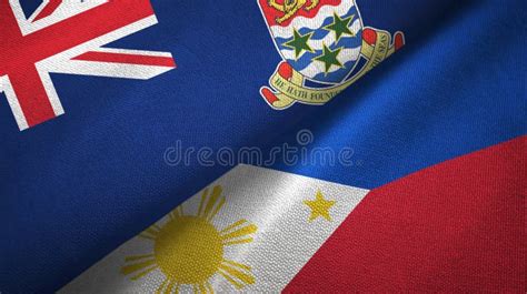 Cayman Islands And Philippines Two Flags Textile Cloth Fabric Texture