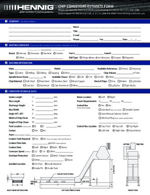 Fillable Online CHIP CONVEYORS ESTIMATE FORM Fax Email Print PdfFiller