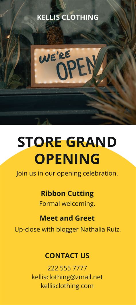 Free Grand Opening Event DL Card Template to Edit Online