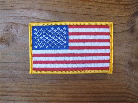 American Flag Embroidered Patch Iron On Yellow Border Usa Us United States 2h Ebay