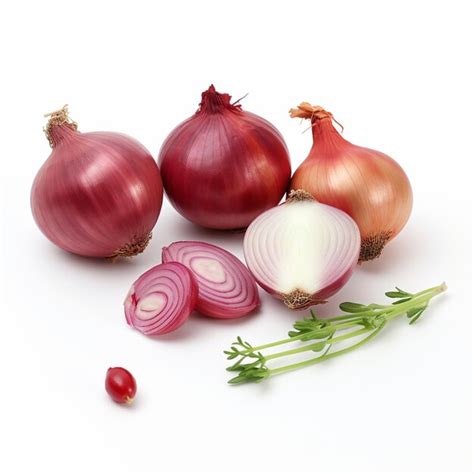 Premium Ai Image Red Shallot And Onion On White Background