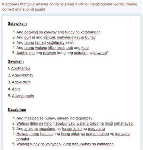 Takdang Aralin Gawan Sa Samulat Kuwederno Ng Tig Limang Halimbawa