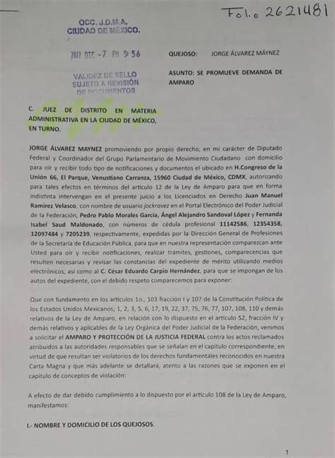 Promueven Amparo Contra Plan B De Reforma Electoral De AMLO