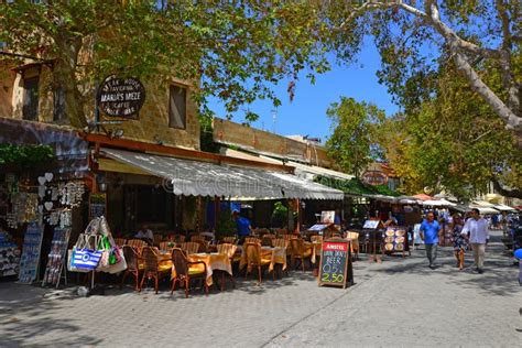 Rhodes Old Town Restaurants Editorial Stock Image - Image of city ...