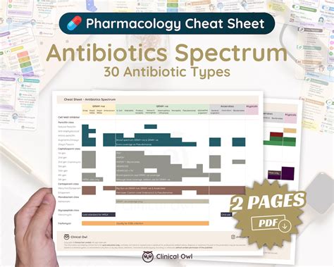 Antibiotics Spectrum Cheat Sheet Pharmacology Nursing, Medical ...